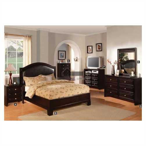 CAMA CAL KING CON 2 BUROS, TOCADOR, ESPEJO Y CHEST  IMPORT  CM7058CKSET-6PC